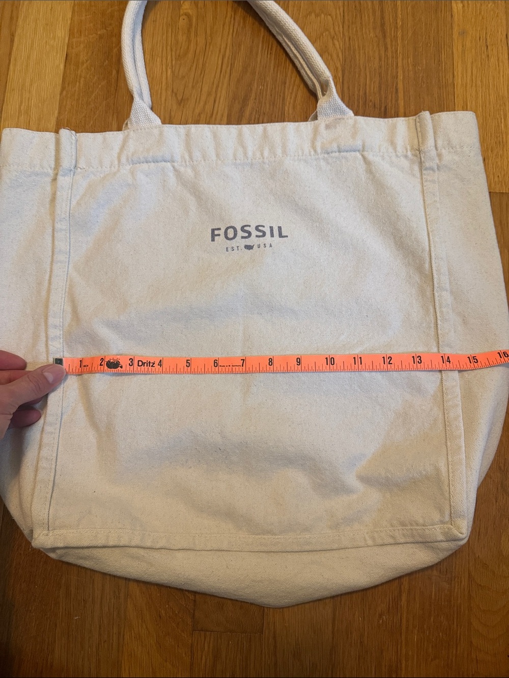 Fossil Canvas Tote with California Coastal Map Print - Cream, Blue, Tan - Picture 6 of 9